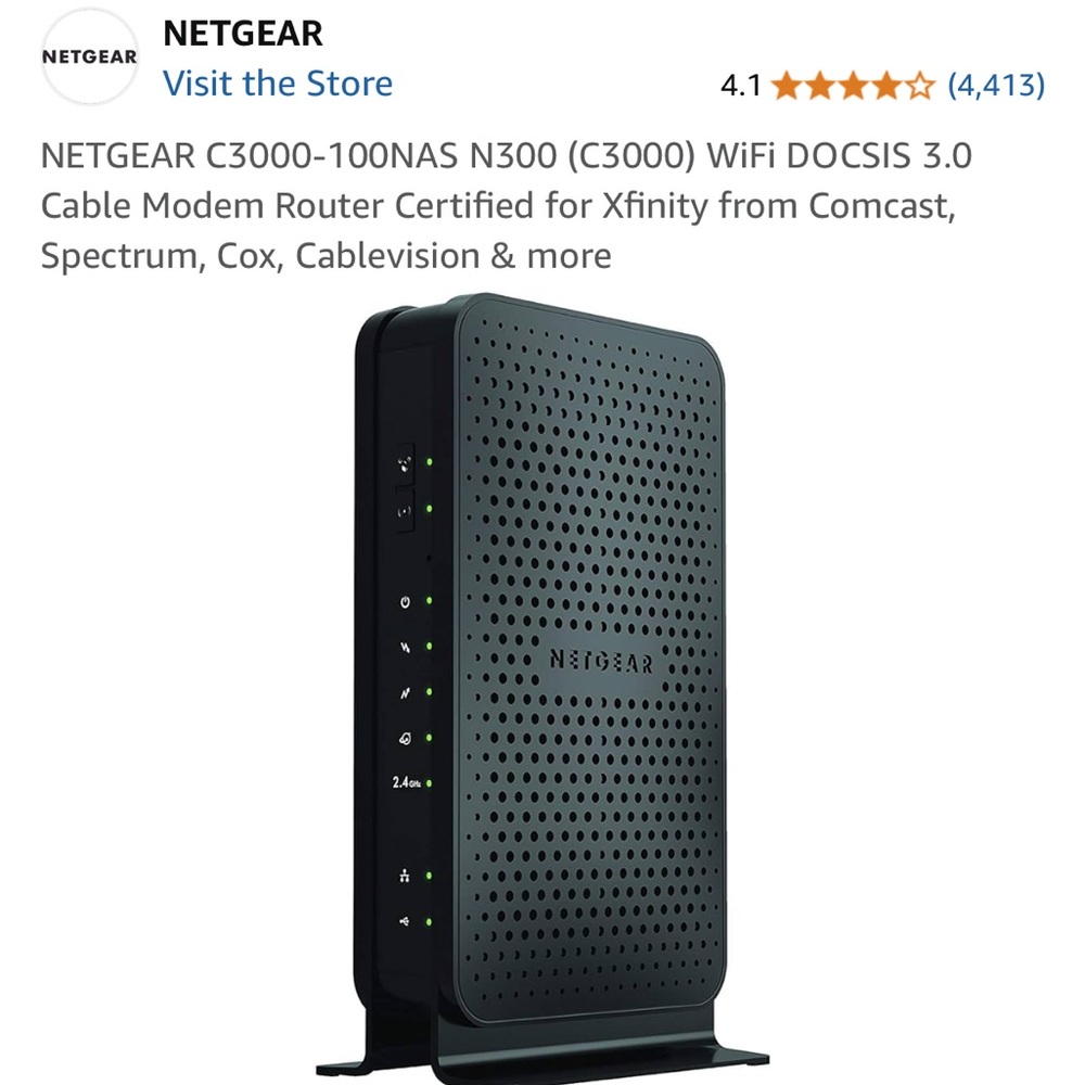 NETGEAR N300 New WiFi Cable Modem Router Black - Picture 10 of 12